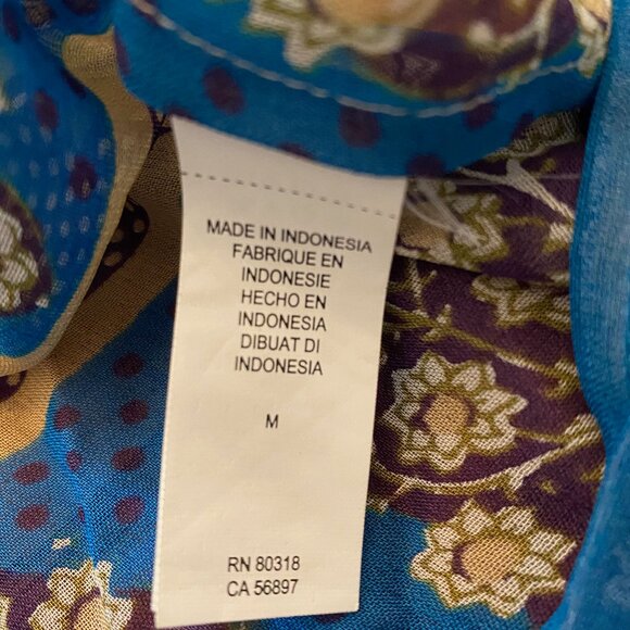 LUCKY BRAND SEMI-SHEER BOHO BLOUSE, TUNIC SZ MED, LIKE NEW - Picture 2 of 8